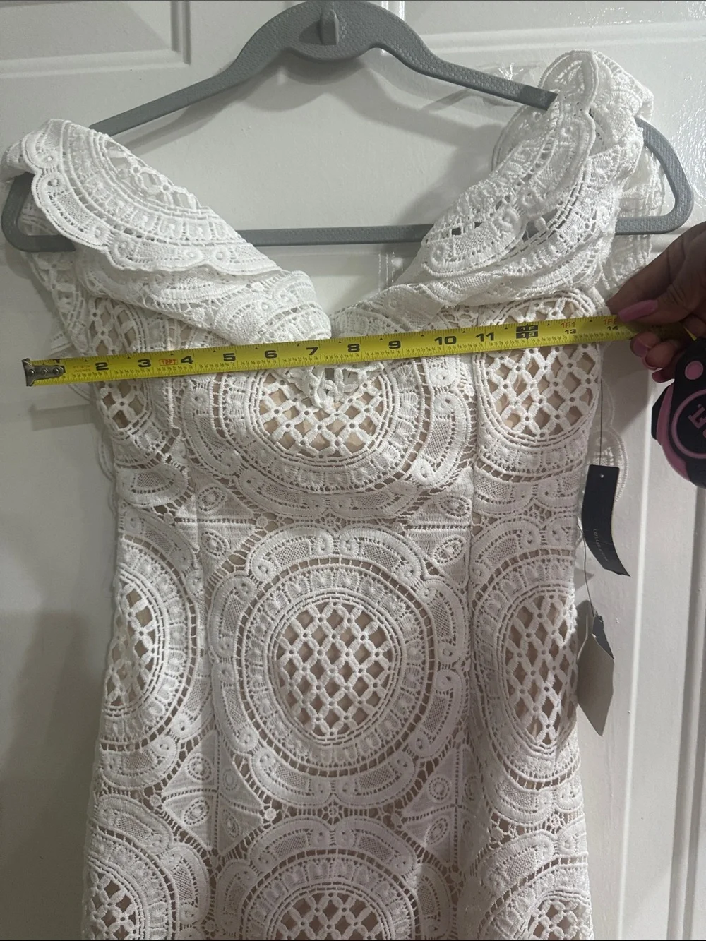 Lulu's Ivory One-Shoulder Lace Cocktail Dress - Picture 7 of 13